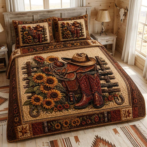 Sunflower Saddle 3-Piece Quilted Bedding Set