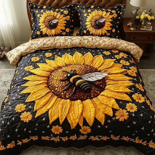 Sunflower Spirit 3-Piece Quilted Bedding Set