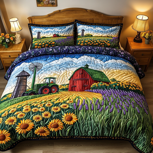 Sunflower Trail 3-Piece Quilted Bedding Set