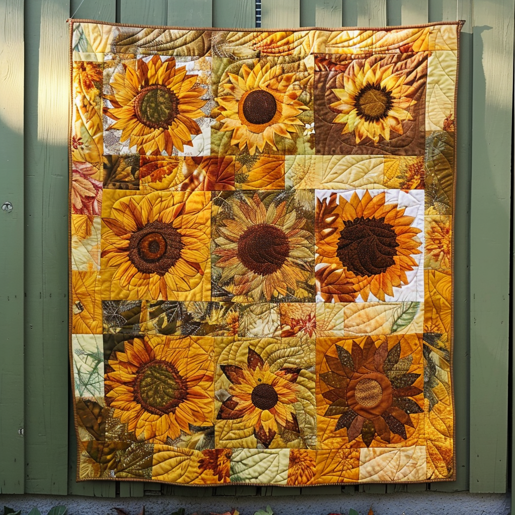 Sunflowers Garden Quilted Blanket