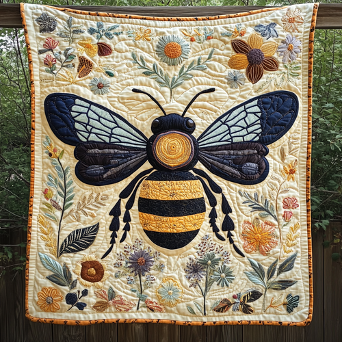 Sunlit Bee Quilted Blanket