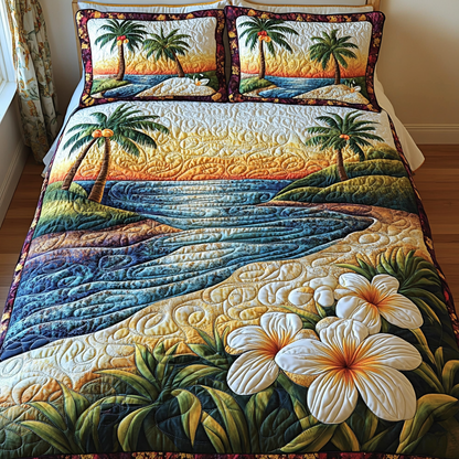 Sunlit Flowers 3-Piece Quilted Bedding Set