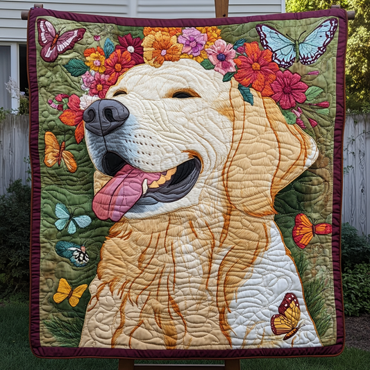Sunlit Joyful Paws Quilted Blanket