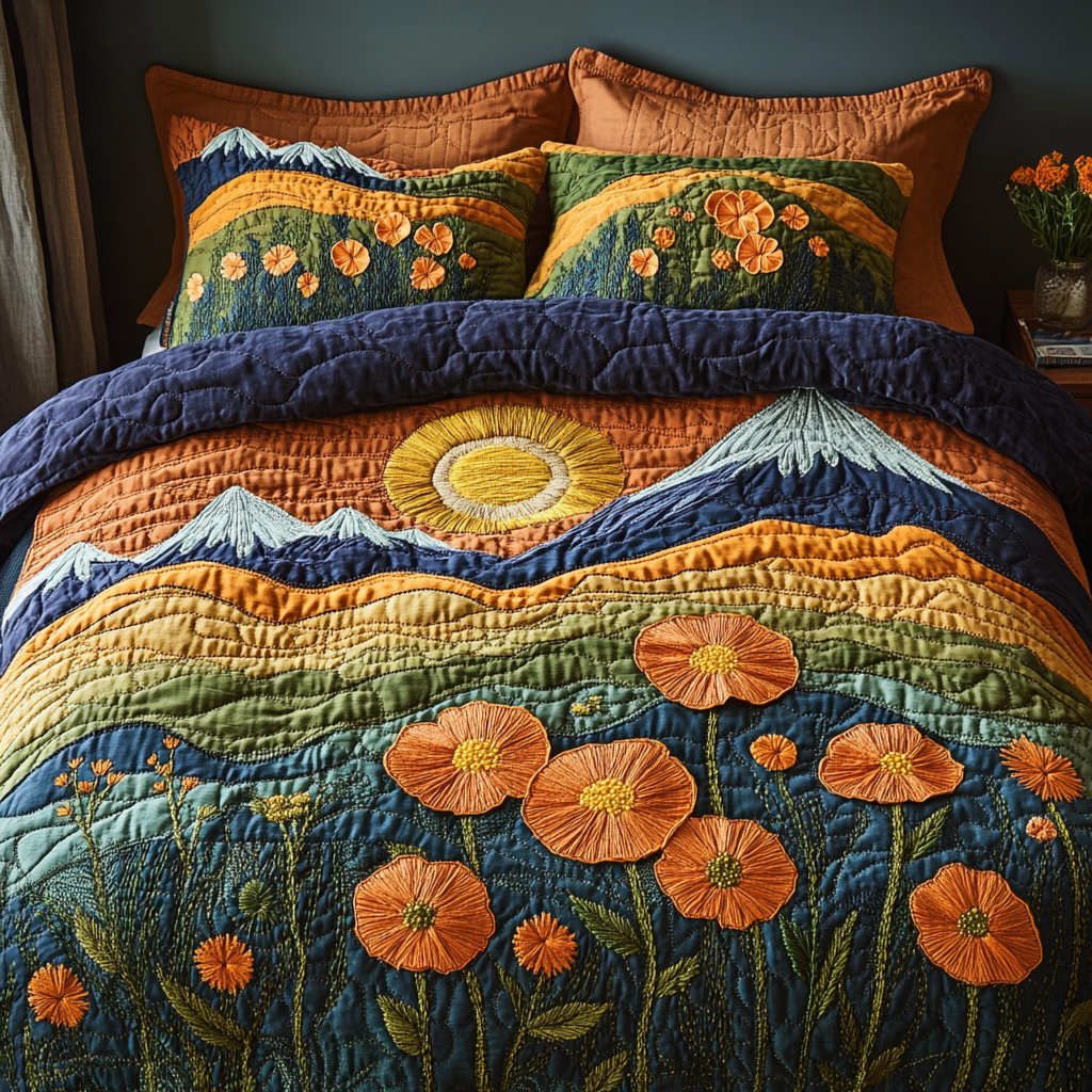Sunlit Meadow 3-Piece Quilted Bedding Set