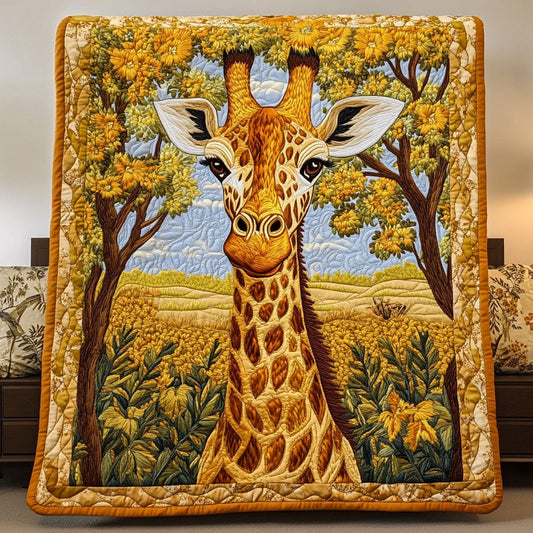 Sunlit Savannah Giraffe Quilted Blanket