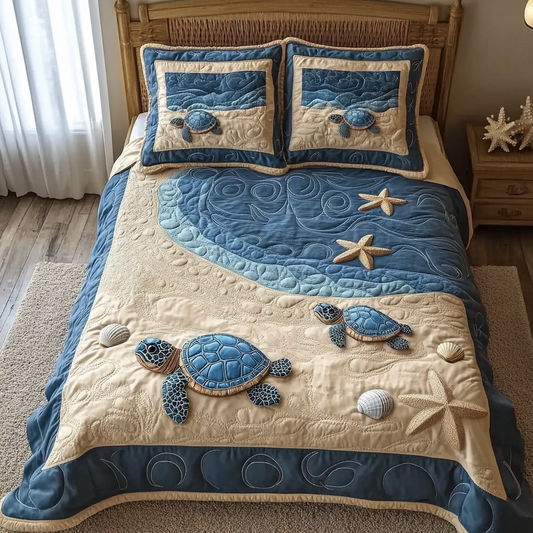 Sunlit Seashore 3-Piece Quilted Bedding Set
