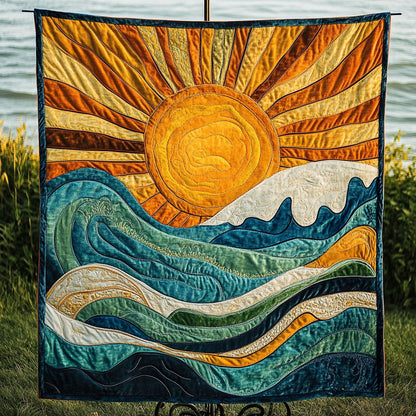 Sunlit Tides Quilted Blanket