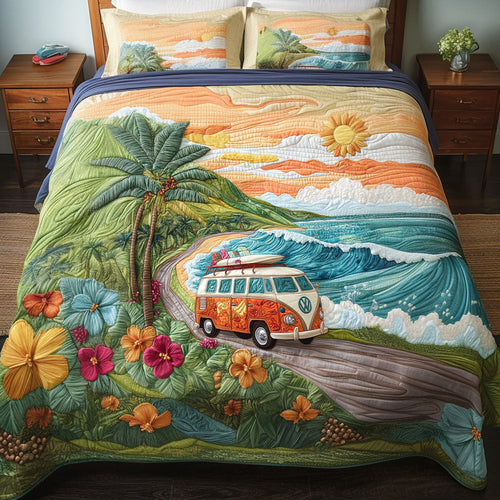 Sunny Beach Bliss 3-Piece Quilted Bedding Set