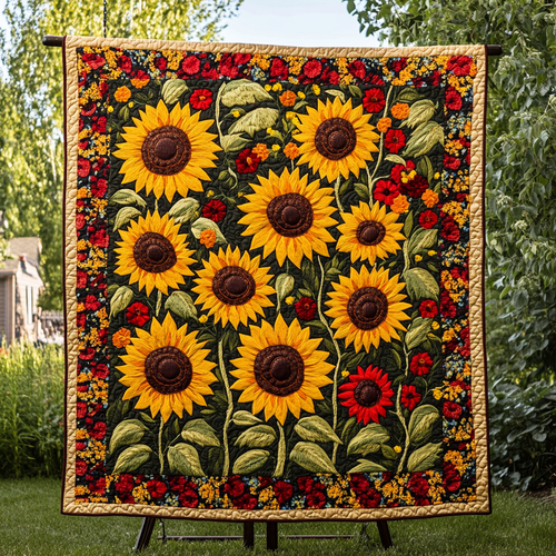 Sunny Blossom Quilted Blanket