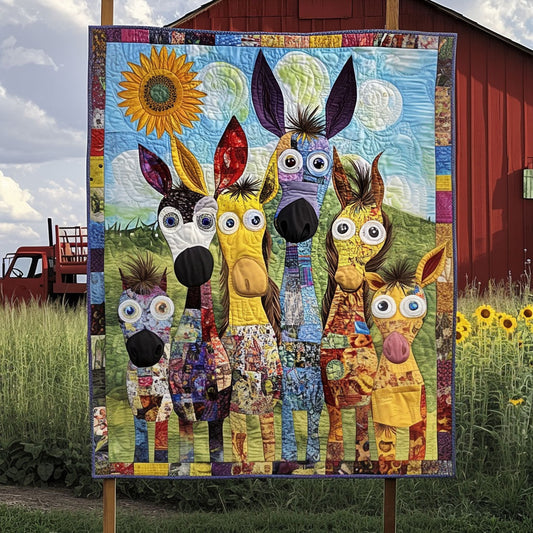 Sunny Donkeys Quilted Blanket