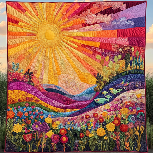 Sunny Nature Quilted Blanket