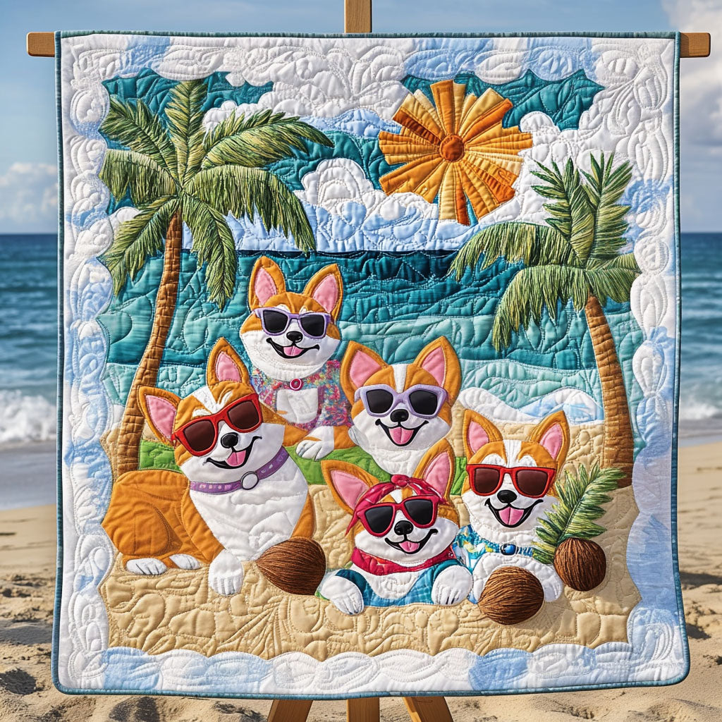 Sunny Paws Paradise Quilted Blanket