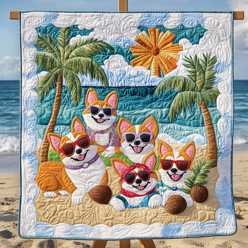 Sunny Paws Paradise Quilted Blanket