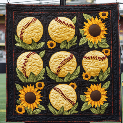 Sunny Softballs Quilted Blanket