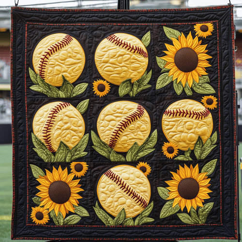 Sunny Softballs Quilted Blanket