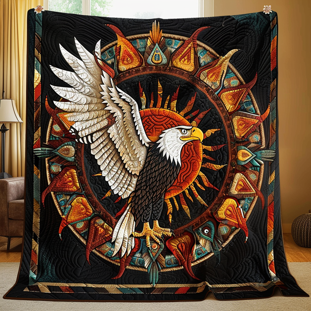 Sunrise Eagle Quilted Blanket