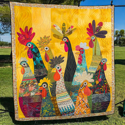 Sunrise Roosters Quilted Blanket