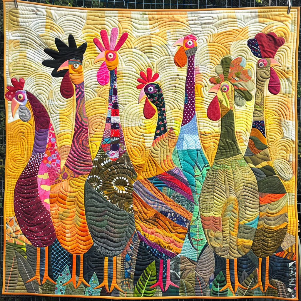 Sunrise Turkeys Quilted Blanket