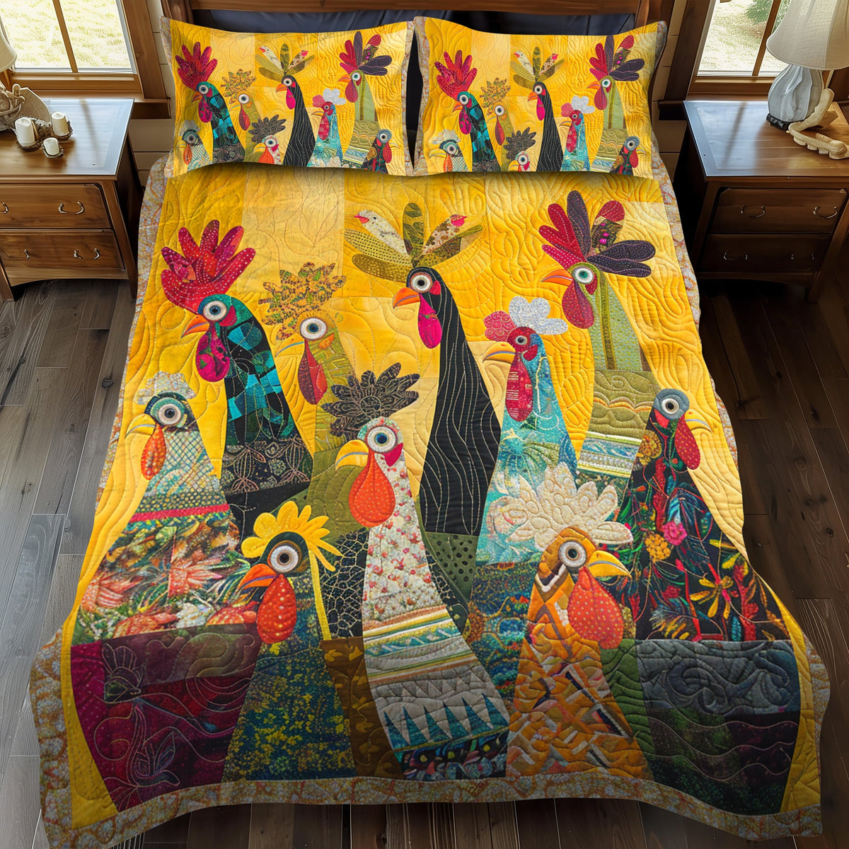 Chicken Quilted Bedding Set