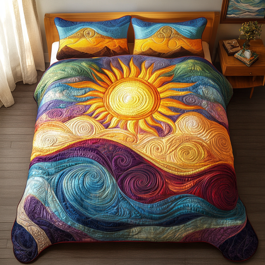Sunrise Symphony 3-Piece Quilted Bedding Set