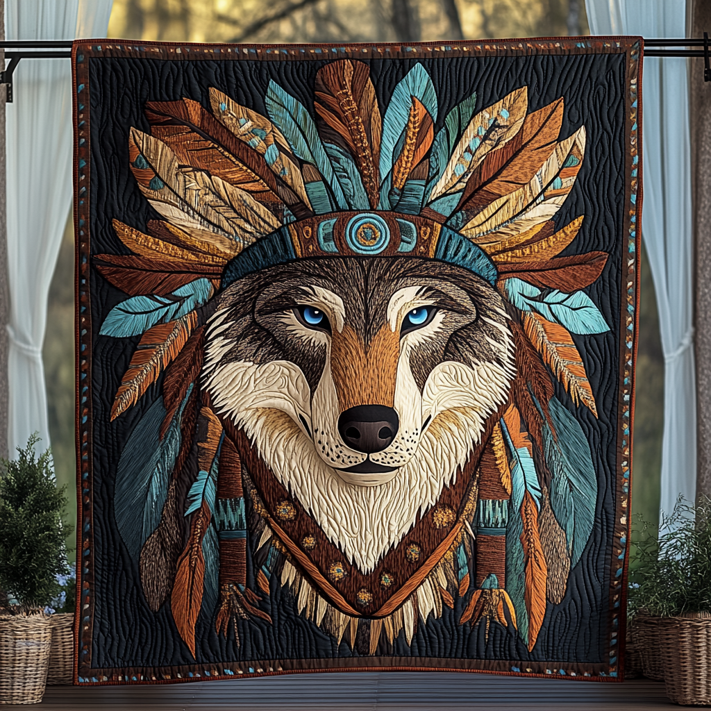 Sunrise Totem Quilted Blanket