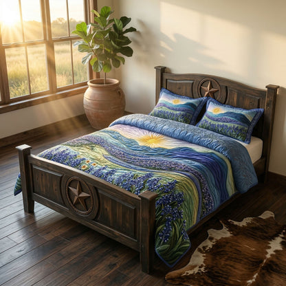 Sunset Bluebonnet 3-Piece Quilted Bedding Set