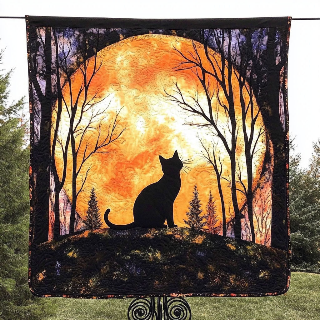 Sunset Cat Quilted Blanket