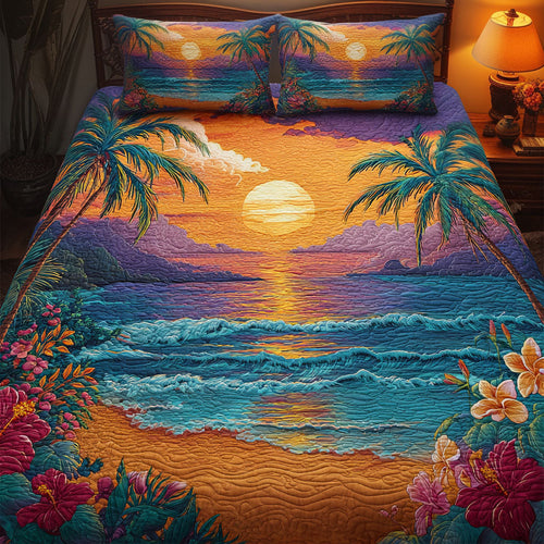 Sunset Island 3-Piece Quilted Bedding Set