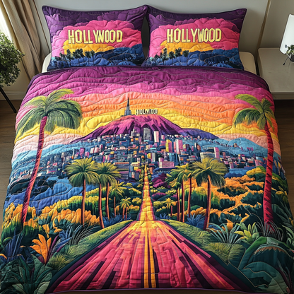 Sunset Los Angeles 3-Piece Quilted Bedding Set