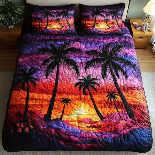 Sunset Palms 3-Piece Quilted Bedding Set