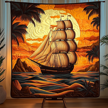 Sunset Sail Quilted Blanket