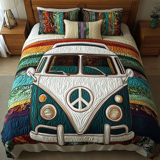 Sunset Scenic Stitches 3-Piece Quilted Bedding Set