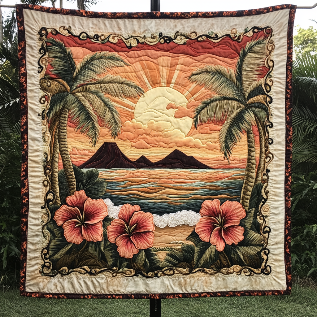 Sunset Shore Quilted Blanket