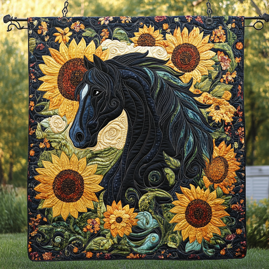 Sunset Stallion Quilted Blanket