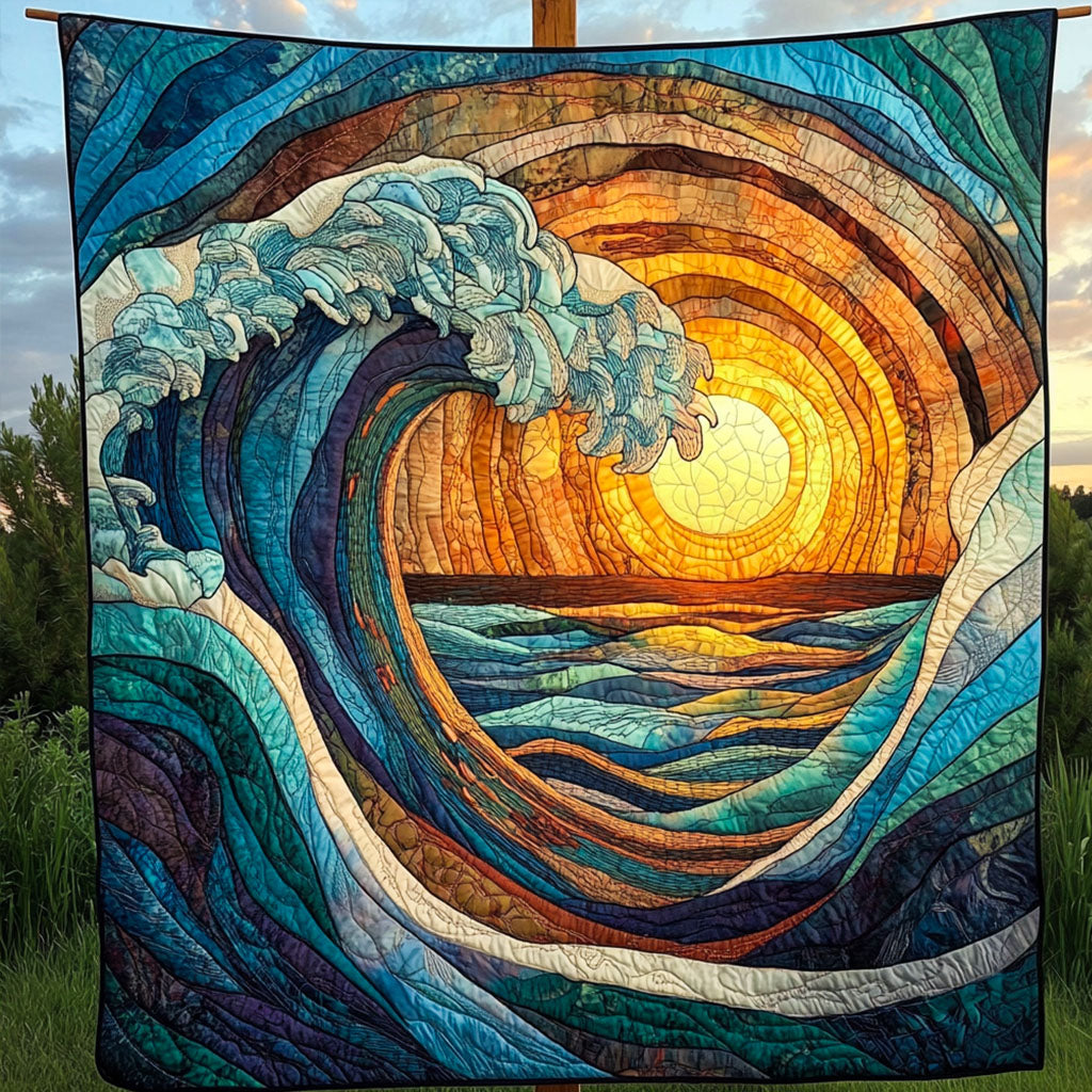 Sunset Surge Quilted Blanket