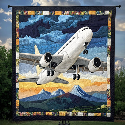 Sunset Takeoff Quilted Blanket