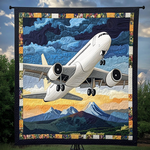 Sunset Takeoff Quilted Blanket