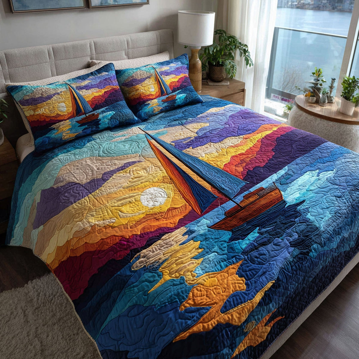 Sunset Voyage 3-Piece Quilted Bedding Set