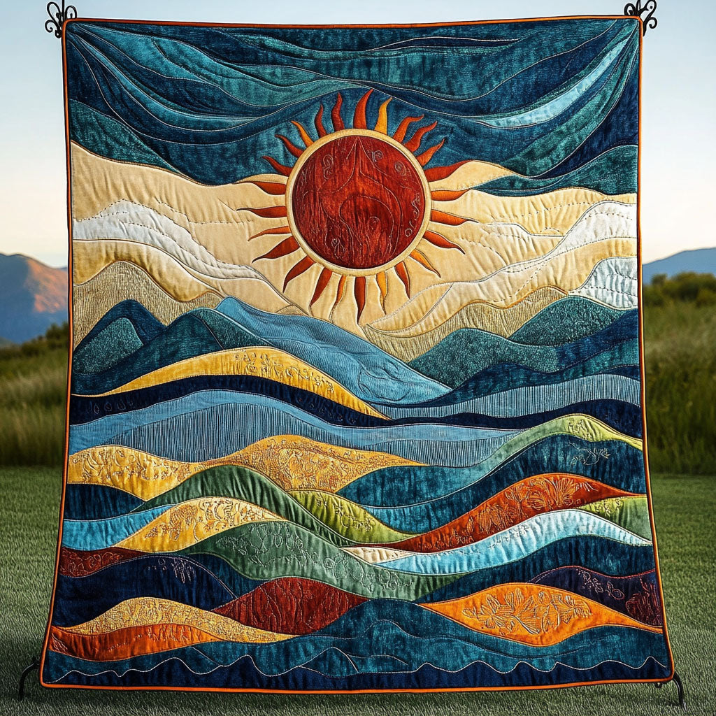 Sunset Waves Quilted Blanket