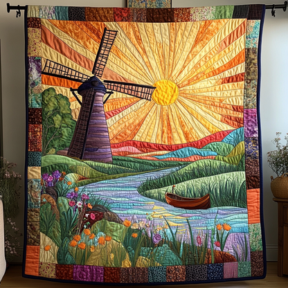 Sunset Windmill Quilted Blanket