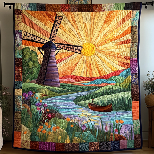 Sunset Windmill Quilted Blanket