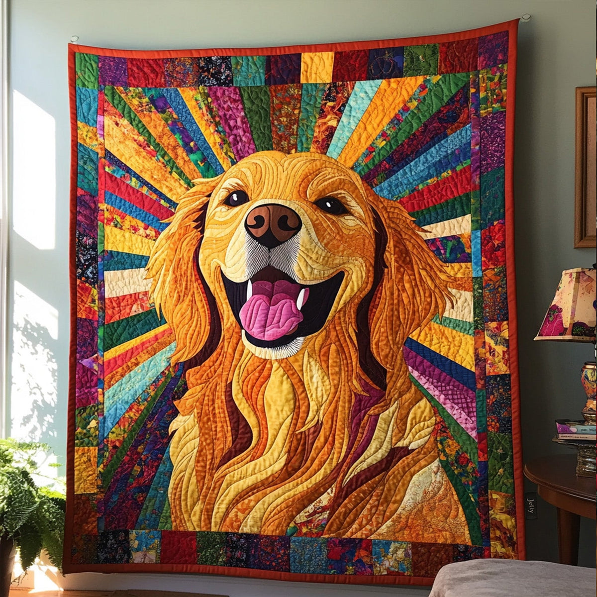 Sunshine Retriever Quilted Blanket