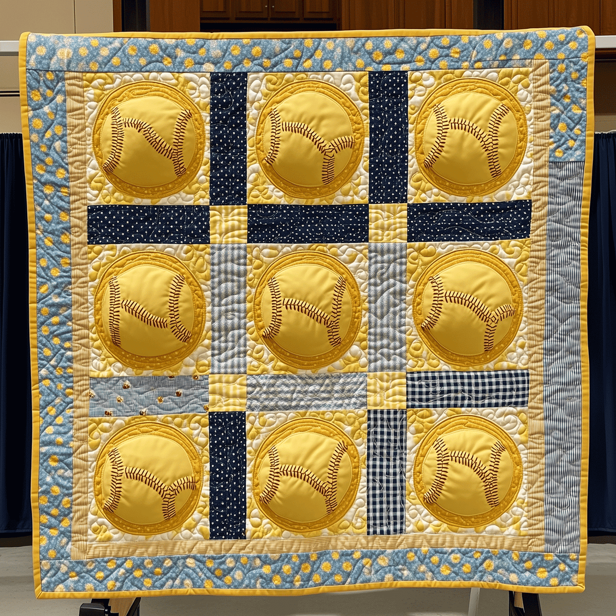 Sunshine Softball Quilted Blanket