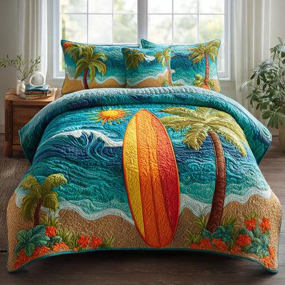 Surf Spirit 3-Piece Quilted Bedding Set