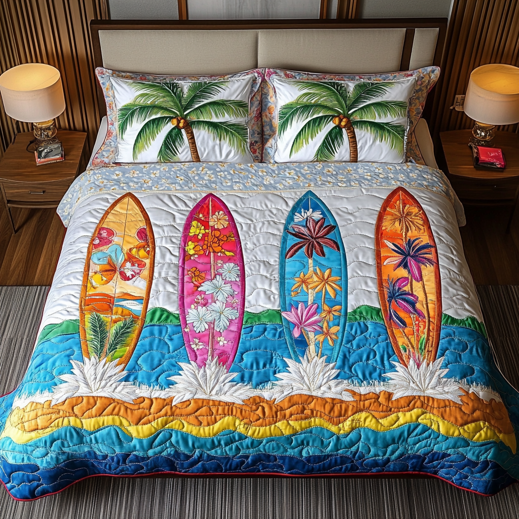 Surfboard Horizon 3-Piece Quilted Bedding Set
