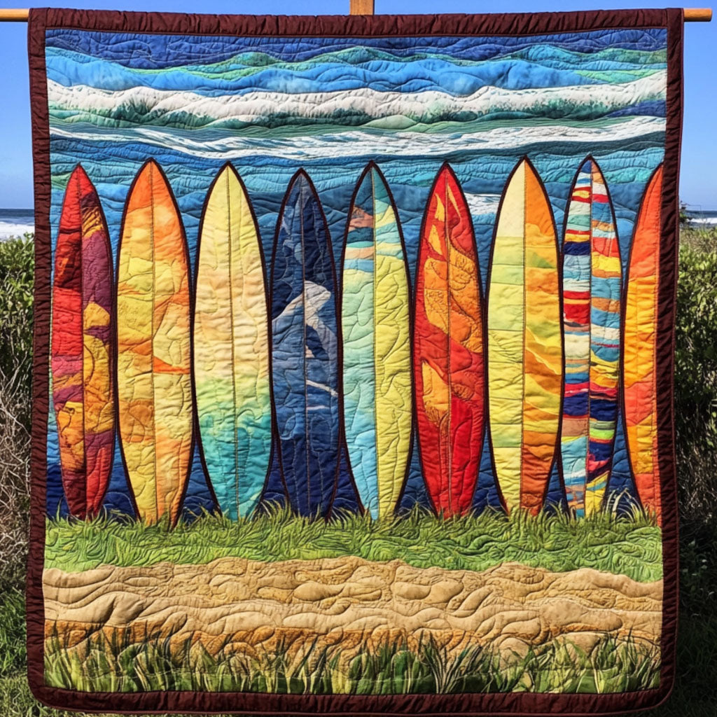 Surfboard Paradise Quilted Blanket