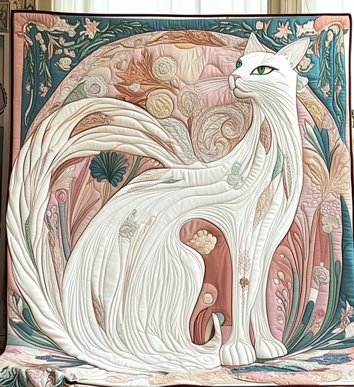 Surreal Feline Quilted Blanket