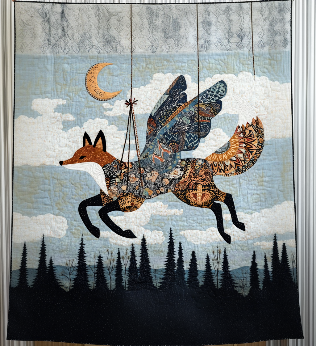 Surreal Fox Quilted Blanket