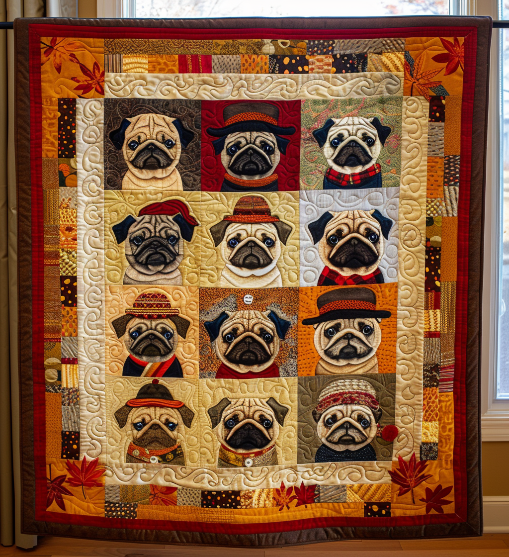 Sweater Pug Quilted Blanket