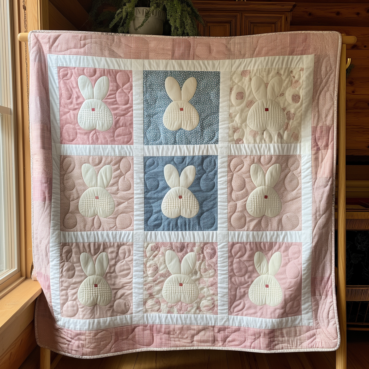 Sweet Bunny Cuddles Quilted Blanket